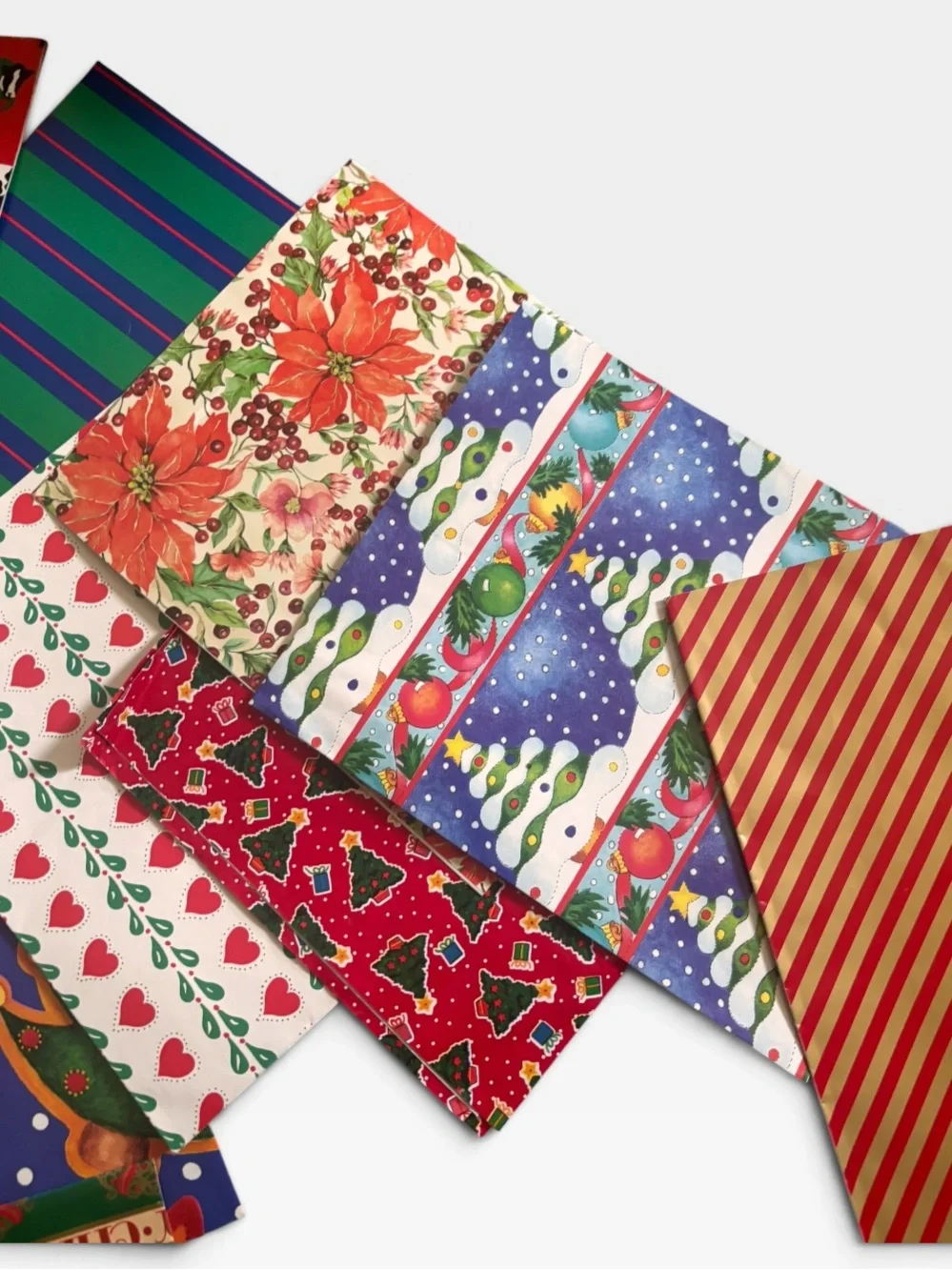 Large lot of Vintage 90s Christmas Wrapping Paper|Cows,Moons,Stars,Plaid